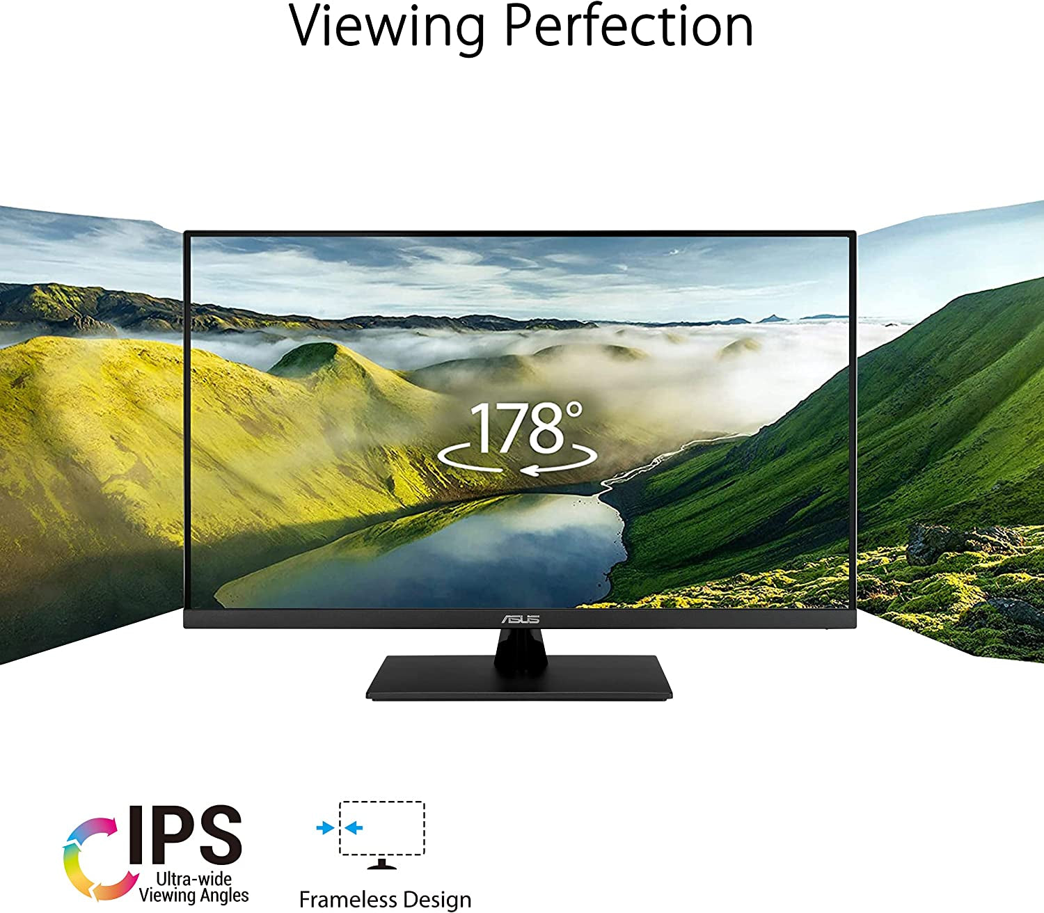 31.5” 2K Monitor (VP32AQ) - WQHD (2560 X 1440), IPS, 100% Srgb, HDR10, 75Hz, Speakers, Adaptive-Sync/Freesync, Low Blue Light, Eye Care, VESA Mountable, Frameless, Displayport, HDMI, Tilt