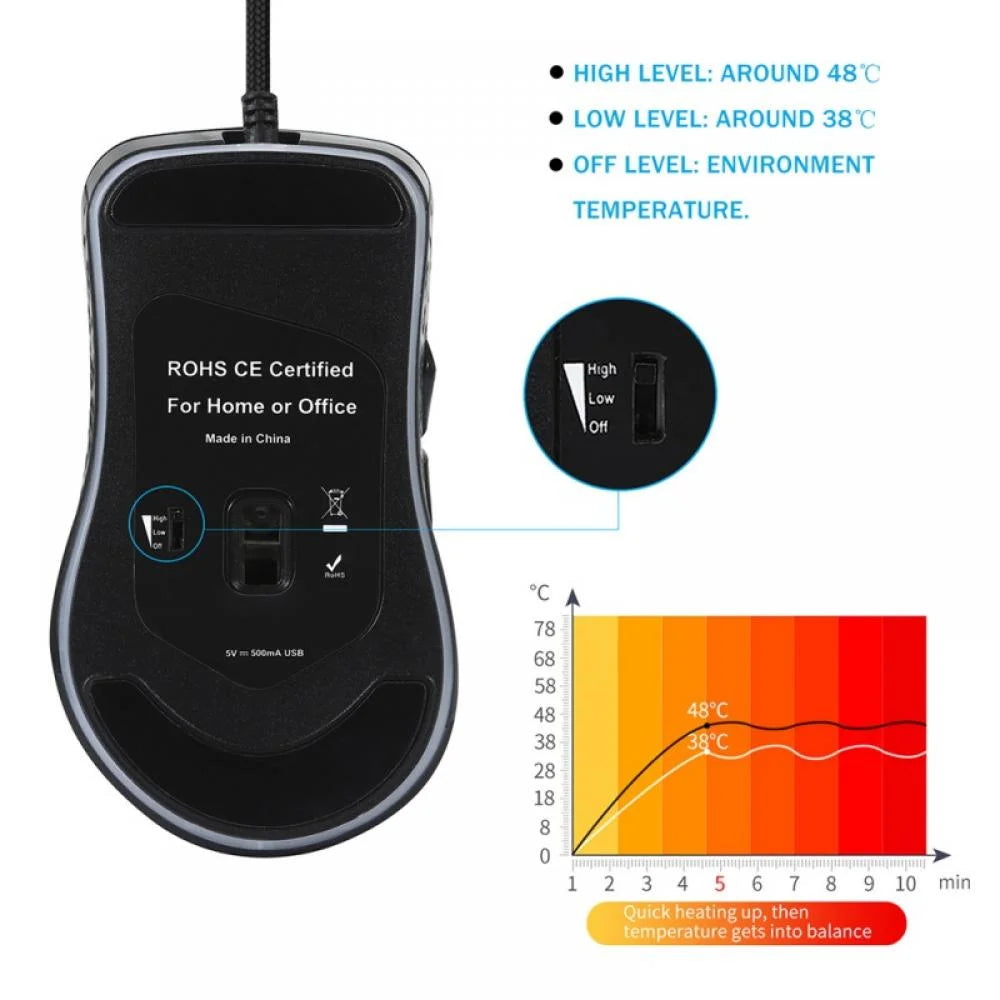 USB Heated Mouse, All Surface Heat, Palm Warm Mouse, Warm Computer Mouse, Heated Computer Mouse, Mouse Hand Warmer, Optical Mouse - New 2021 Design!