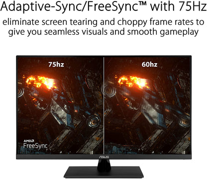 31.5” 2K Monitor (VP32AQ) - WQHD (2560 X 1440), IPS, 100% Srgb, HDR10, 75Hz, Speakers, Adaptive-Sync/Freesync, Low Blue Light, Eye Care, VESA Mountable, Frameless, Displayport, HDMI, Tilt