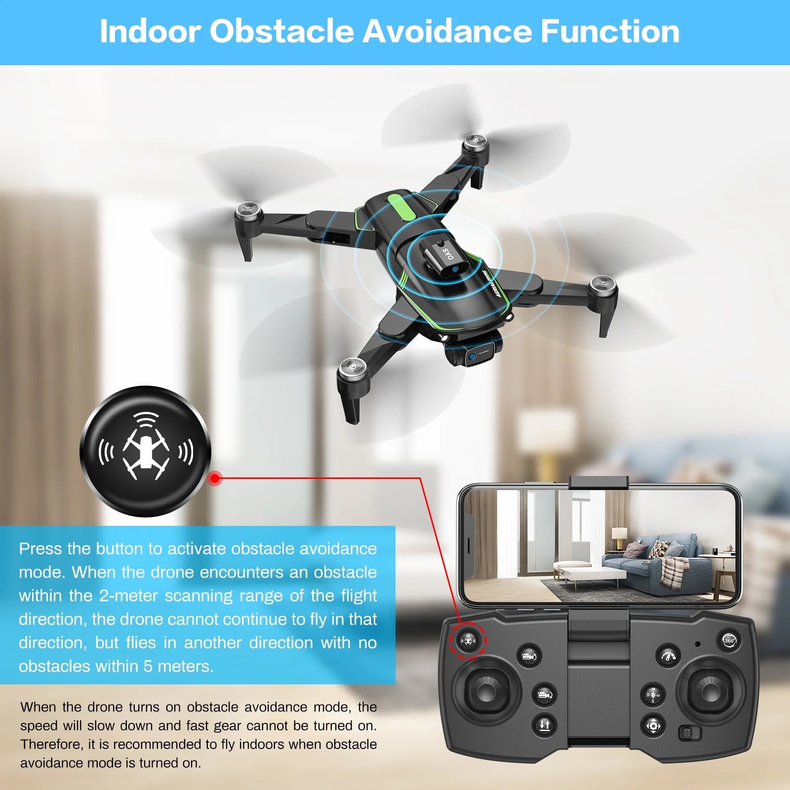 Drone with Camera 4K for Adults, Dual HD Cameras 90°Adjustable Lens, Brushless Motor, Optical Flow Positioning, Headless Mode, 12.6*11*2.8In