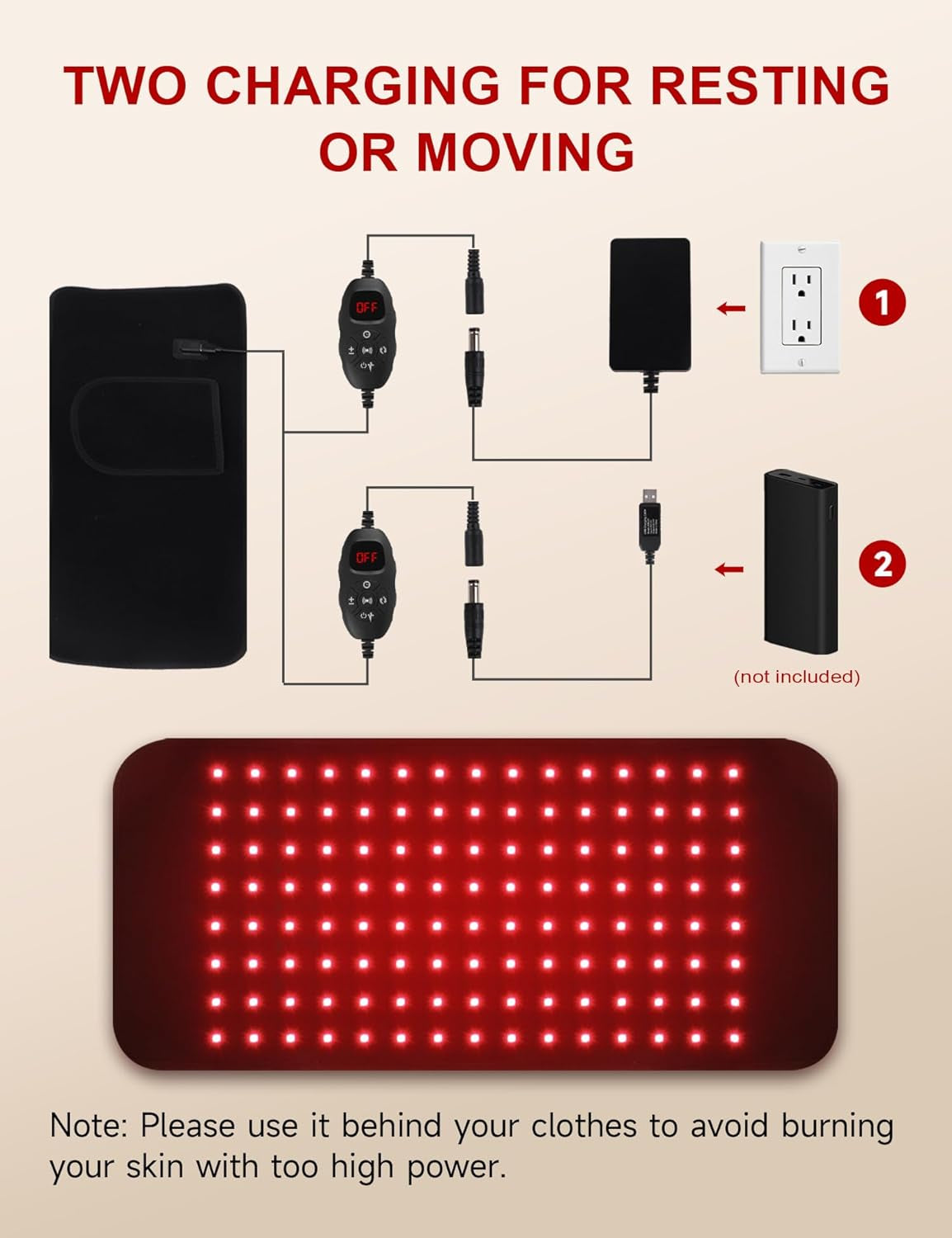 120 Red Light Therapy Belt with 5 Vibration Levels, Pulsed Infrared Light for Muscle Pain Relief and Healing, Ideal for Waist, Back, and Body.